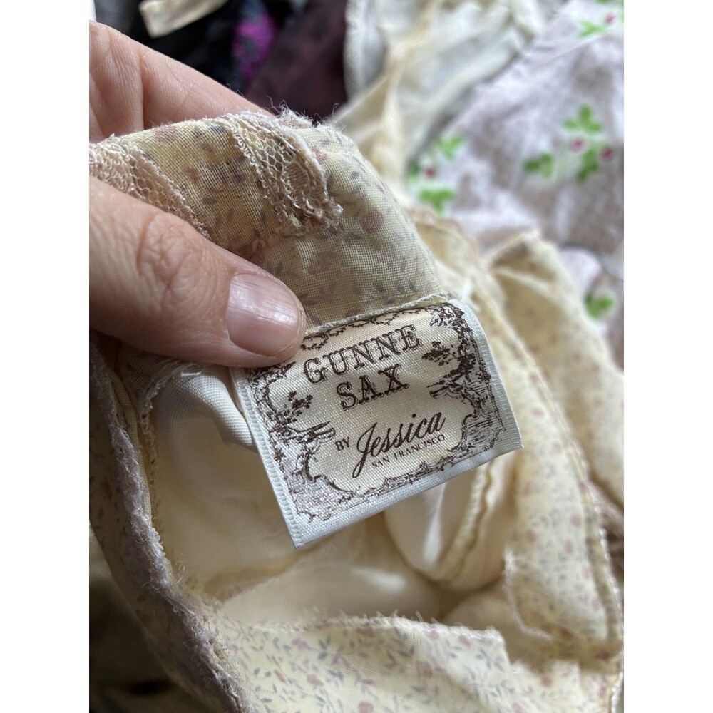 Vtg Gunne Sax Jessica Prairie Dress 7 XS Prairie Pale Yellow Floral Sleeveless - Picture 5 of 9